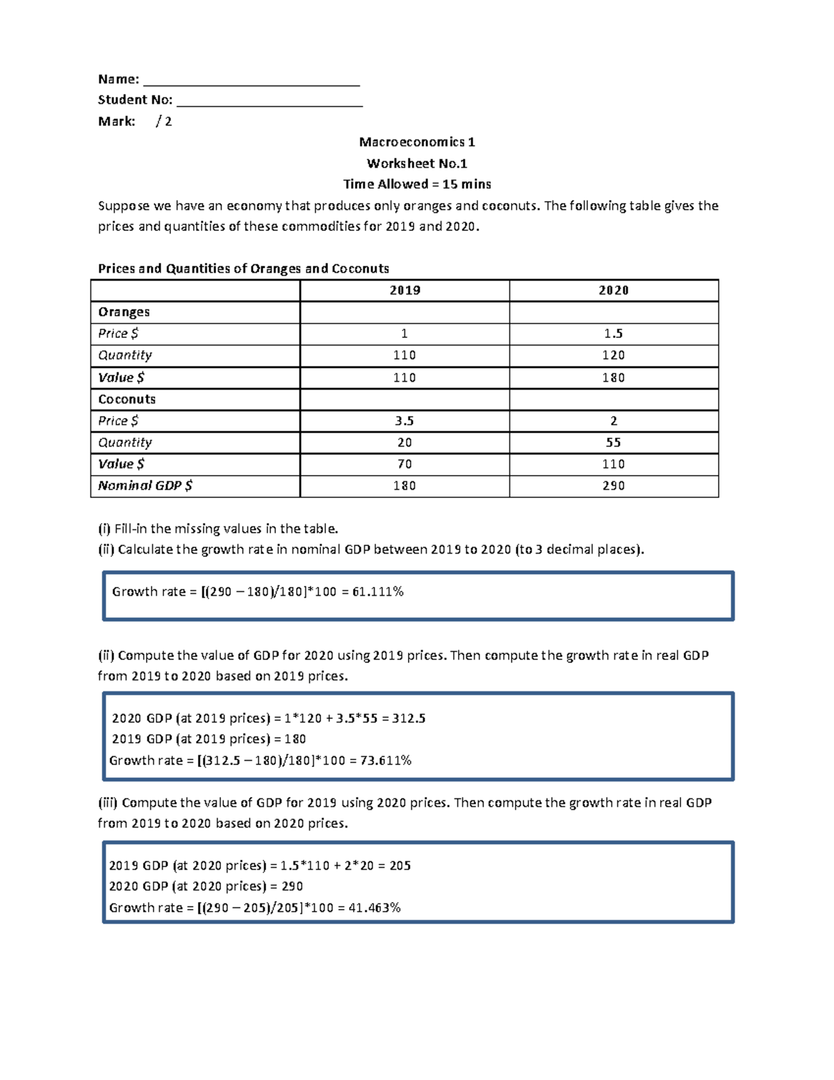 ECON1101 Work Sheets And Solutions - Name ...