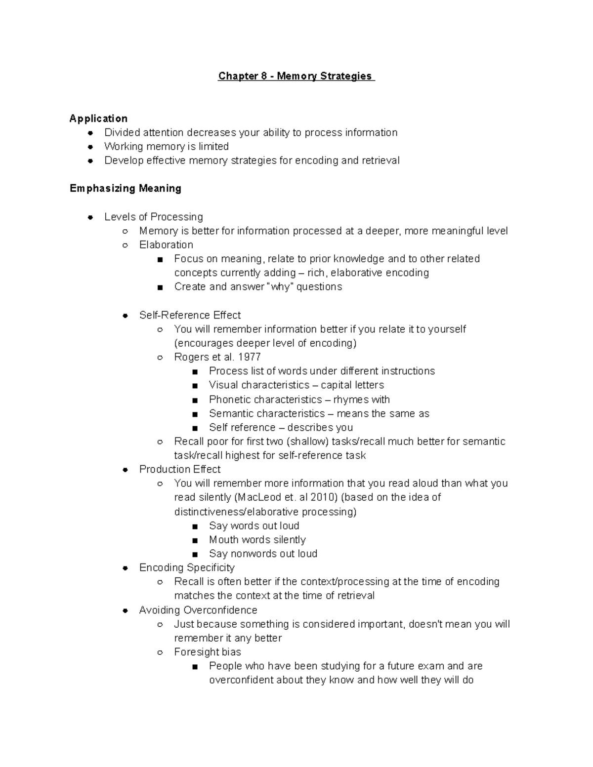 Chapter 8 - Memory Strategies - Chapter 8 - Memory Strategies ...