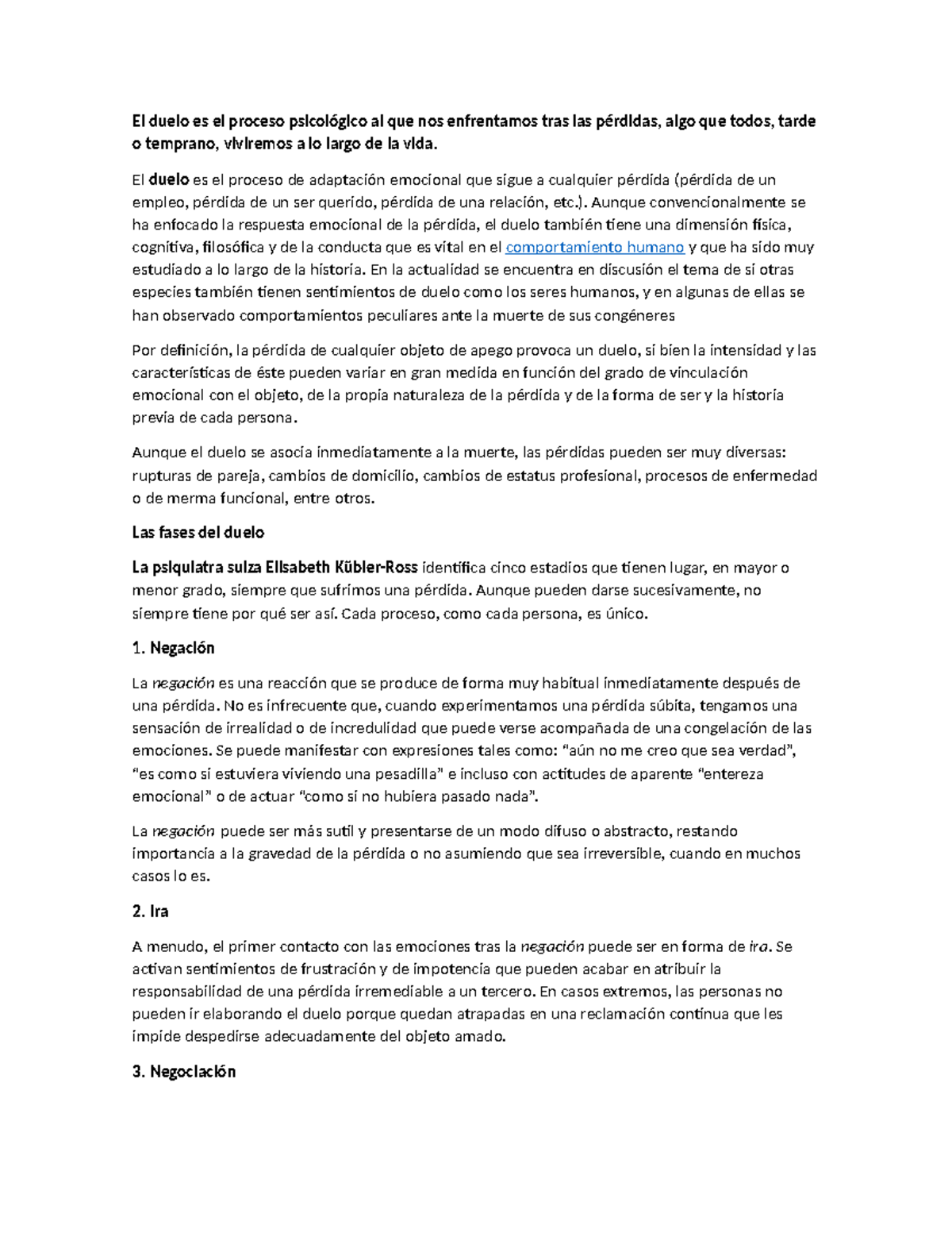 El duelo - El duelo es el proceso de adaptación emocional que sigue a ...