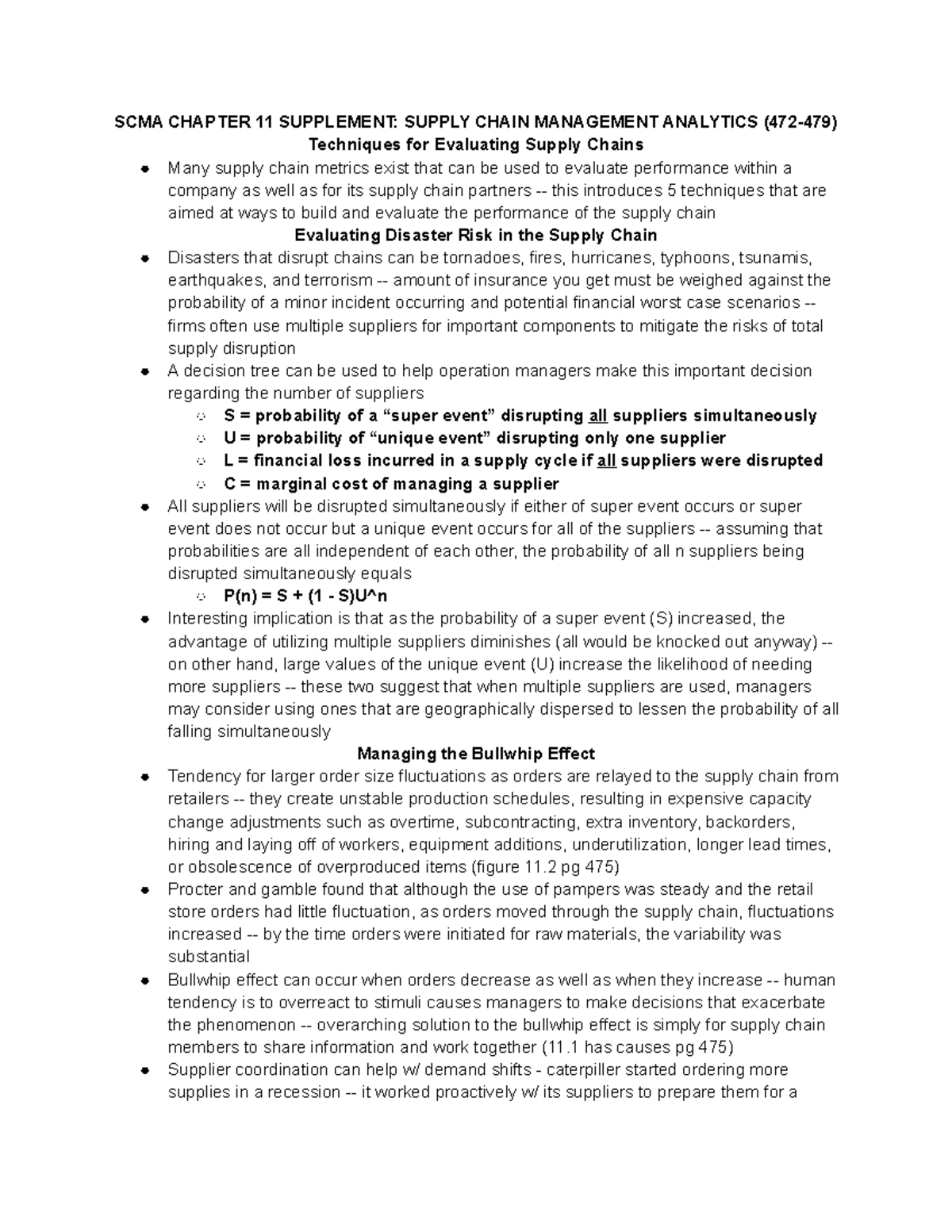 SCMA 331 Chapter 11 Supplement Notes - SCMA CHAPTER 11 SUPPLEMENT ...