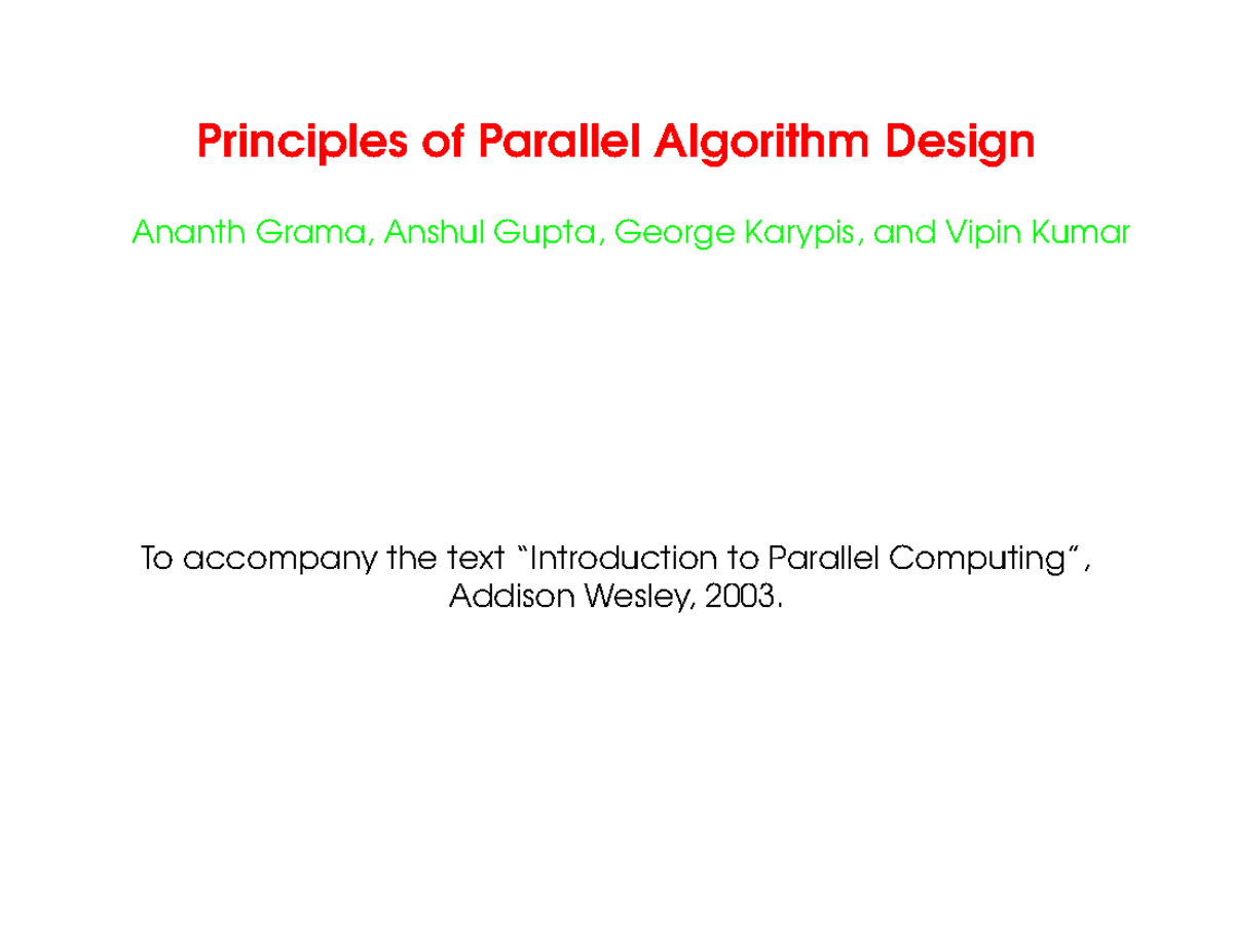 Chap3 slides - Principles of Parallel Algorithm Design Ananth Grama ...