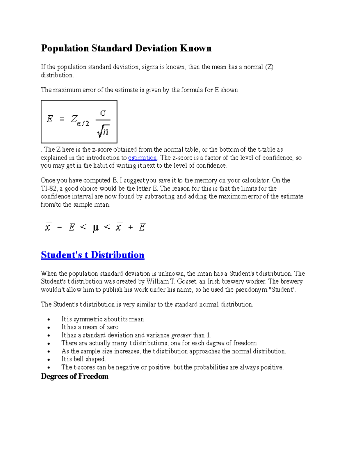 Stats 8 - population mean class notes - Population Standard Deviation ...