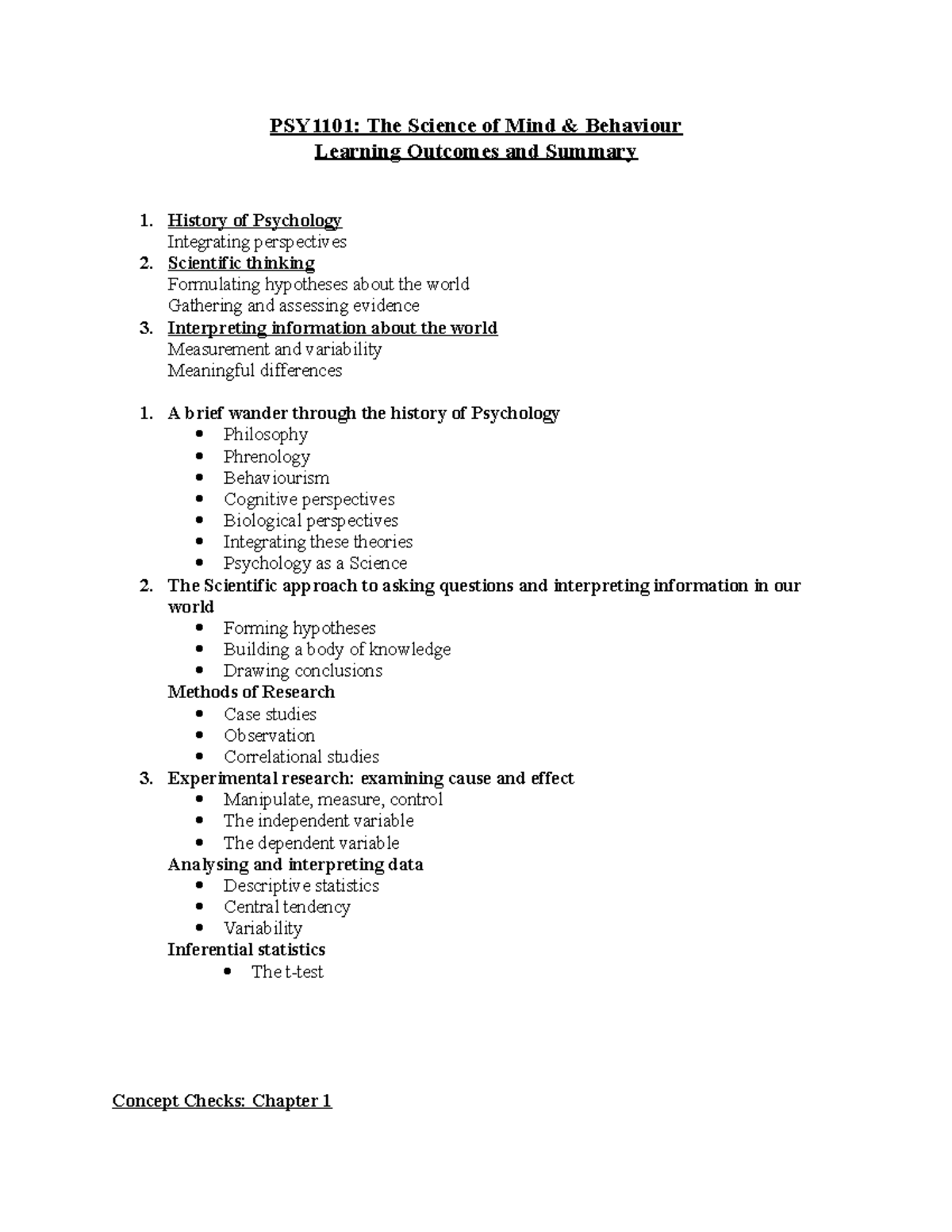 PSY1101-Course - Summary Psychology: Mind And Brain - PSY1101: The ...