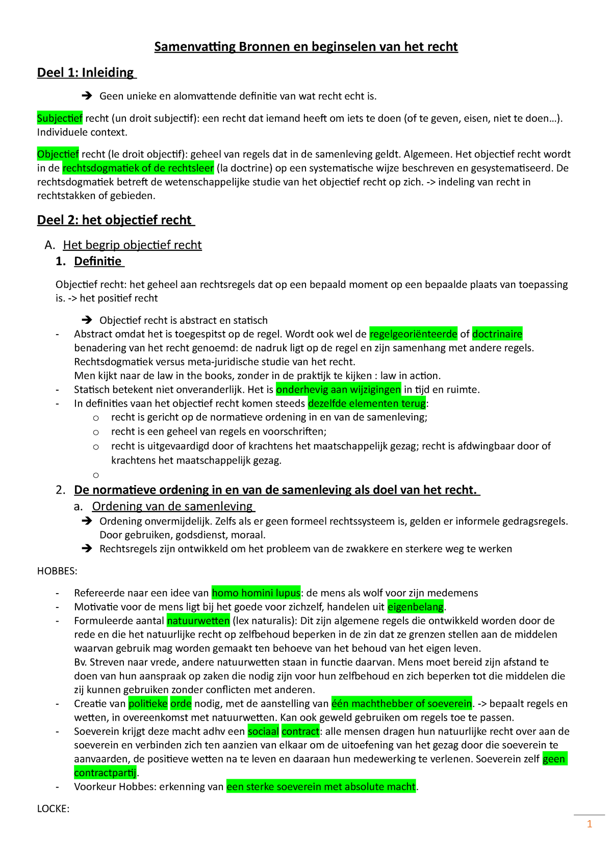 Samenvatting BBR - Samenvatting Bronnen En Beginselen Van Het Recht ...