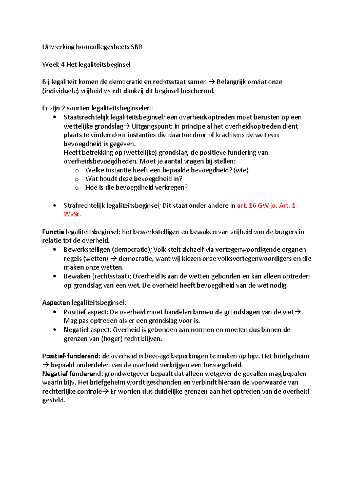 Samenvatting Inleiding Staats- En Bestuursrecht: College(s), Week 4 - 6 ...