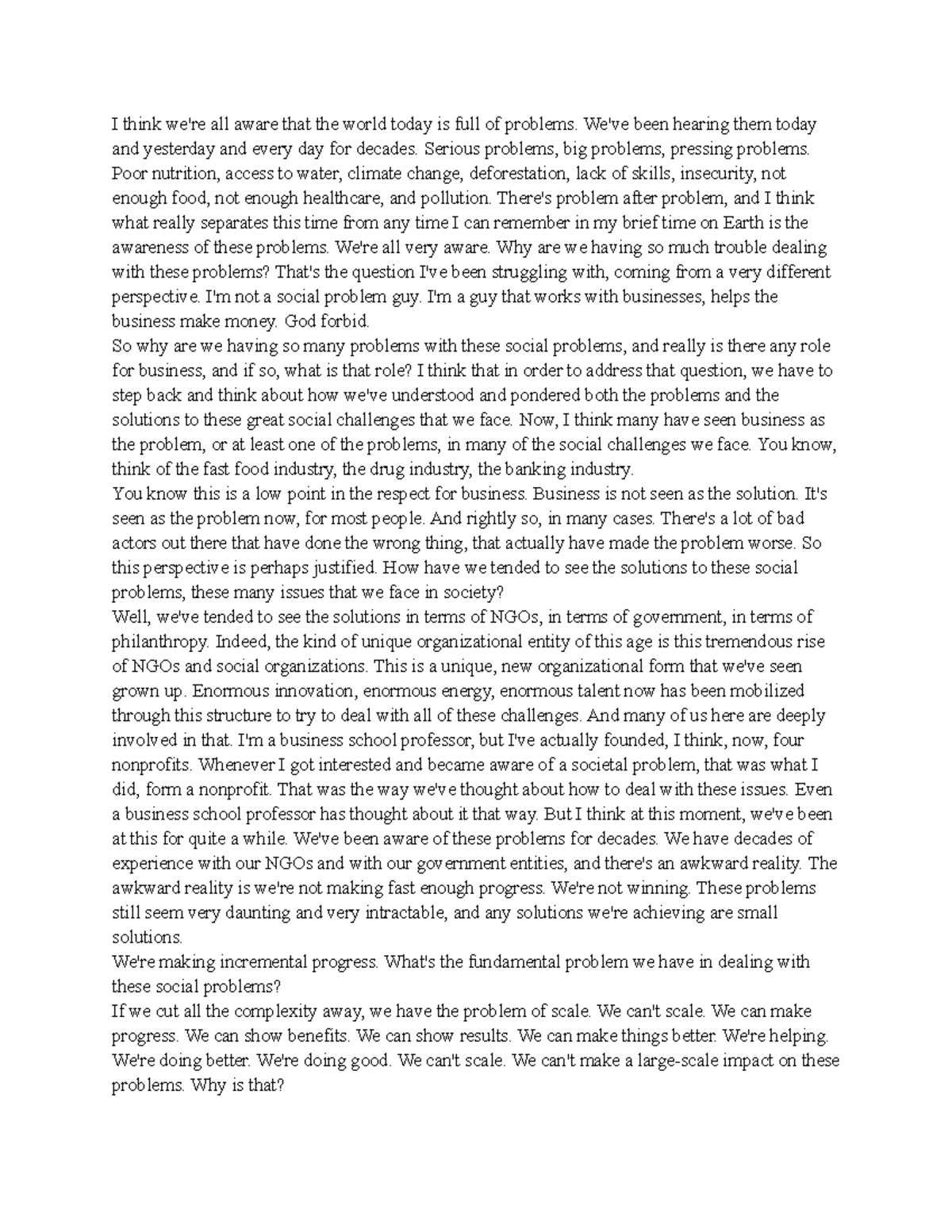 MRKT week 4 transcript - I think we're all aware that the world today ...