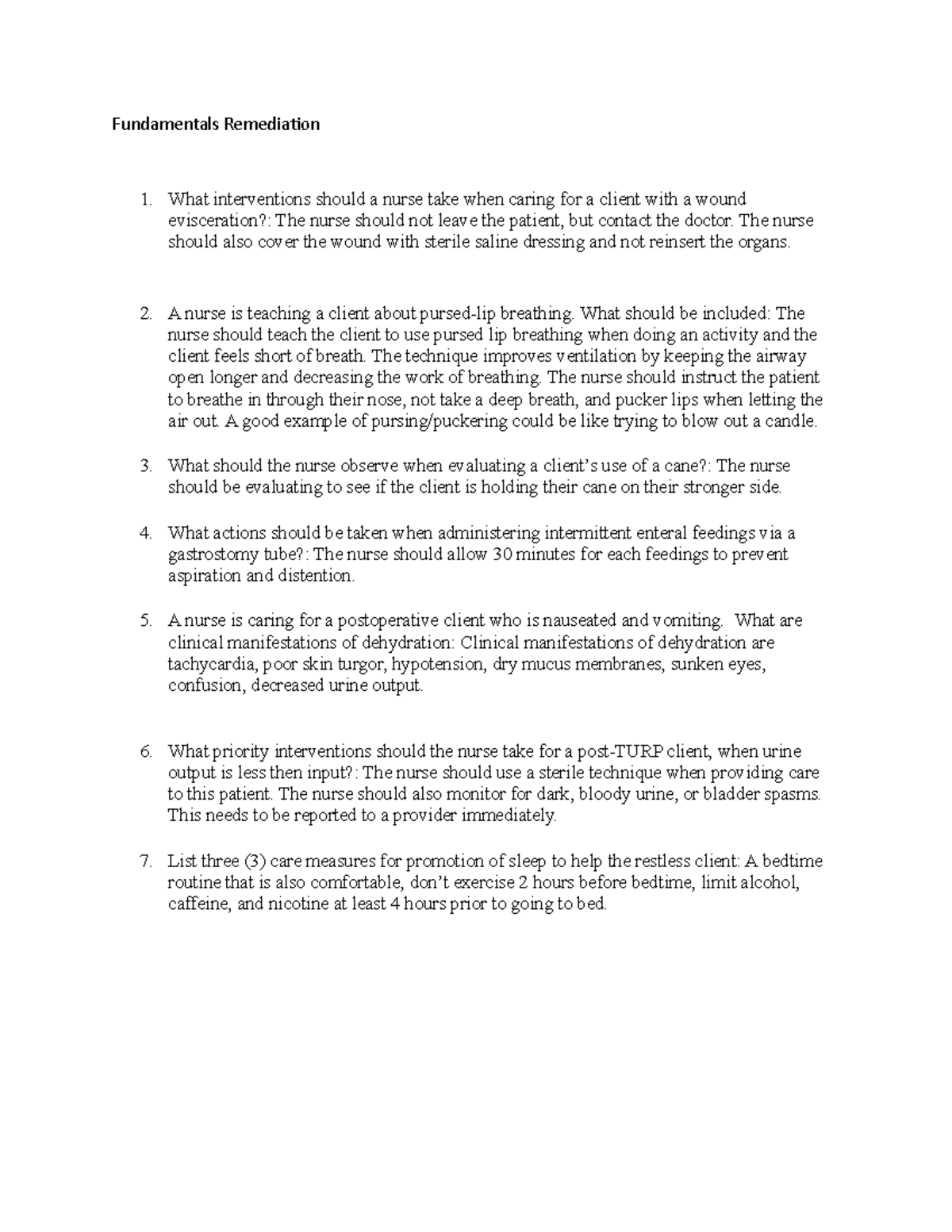 Fundamentals Remediation Fundamentals Remediation What interventions