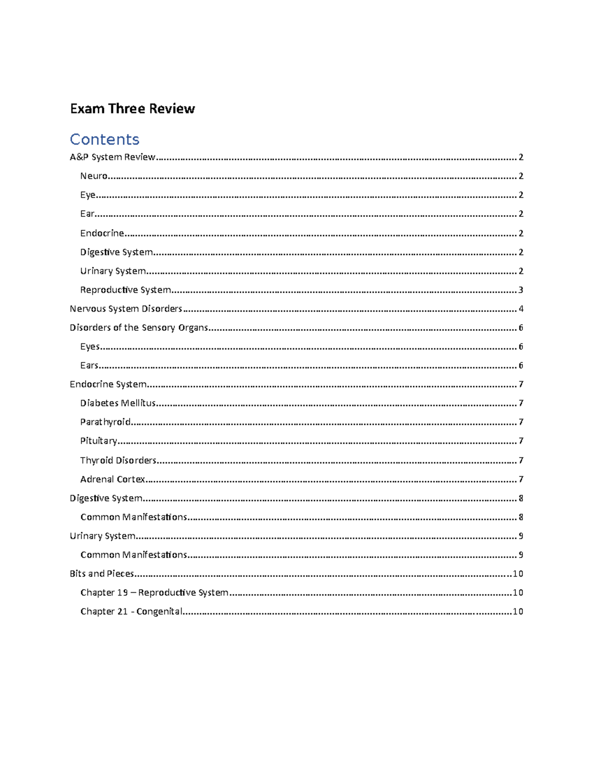 Exam 3 Review(3) path - Review for test 3 - Exam Three Review A&P ...