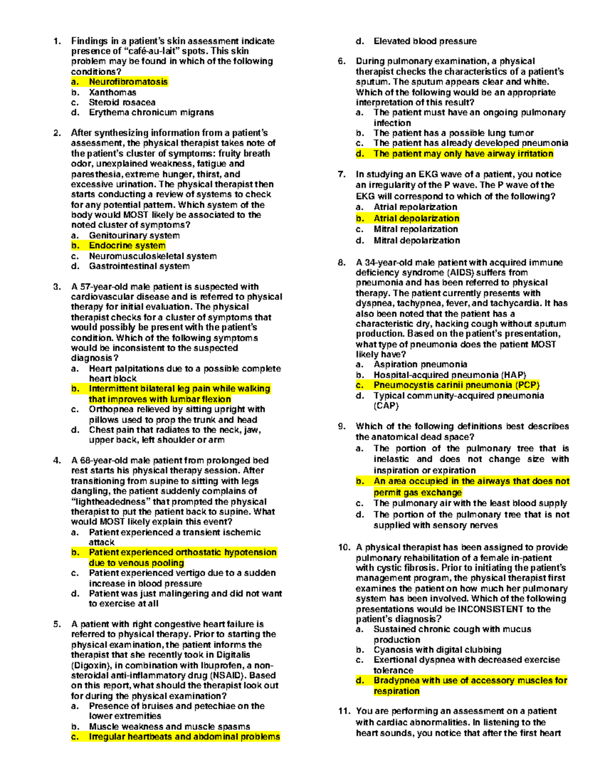 MES- Retention-GMSC - GMSC Practice Questions - Findings in a patient’s ...