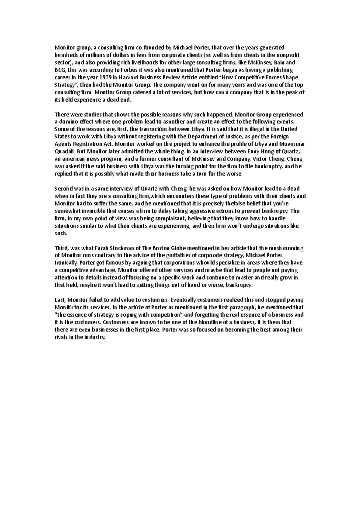 Monitor group class work Monitor group, a consuling irm cofounded