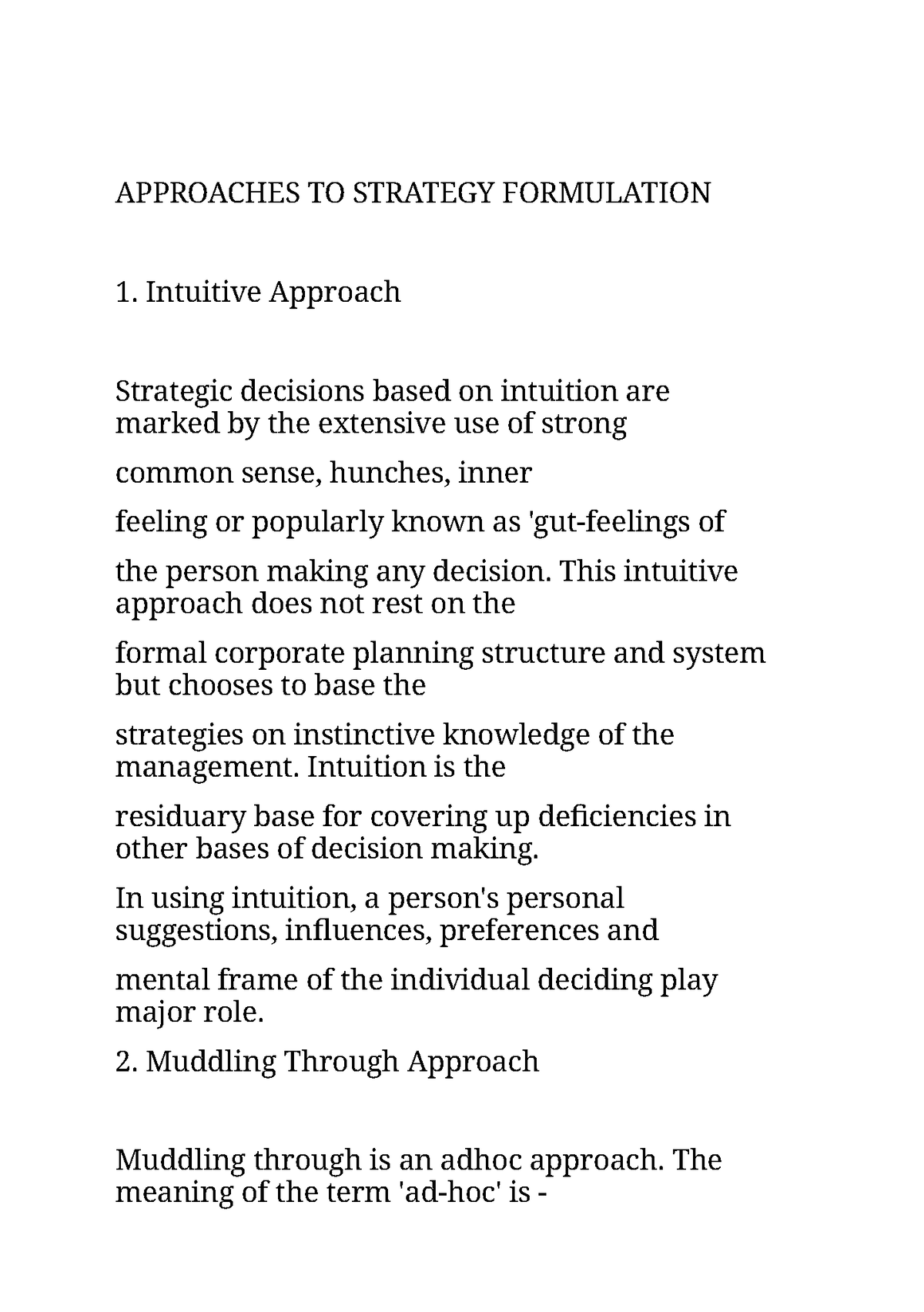 Approachs To Strategy Formulation - APPROACHES TO STRATEGY FORMULATION ...