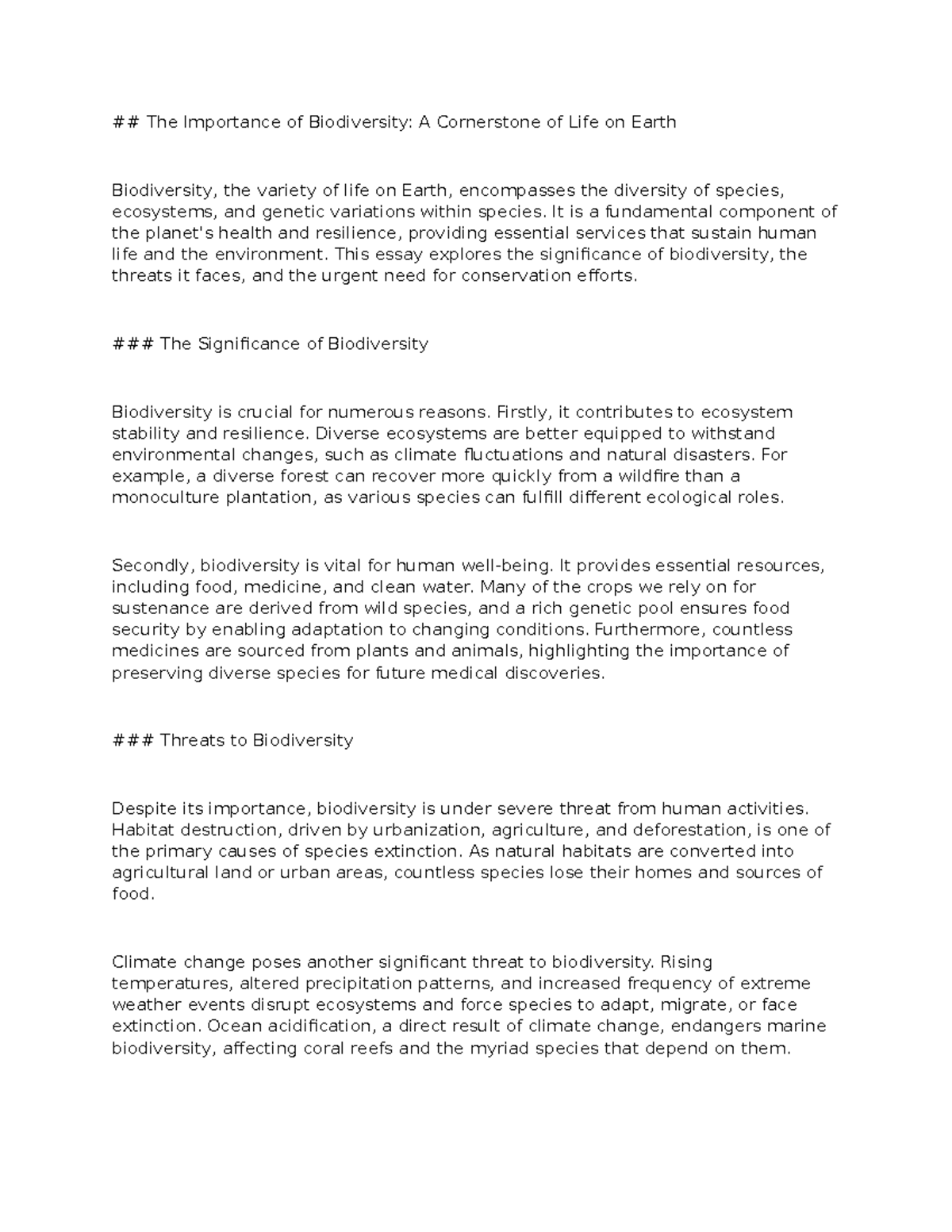 The Importance of Biodiversity - It is a fundamental component of the ...