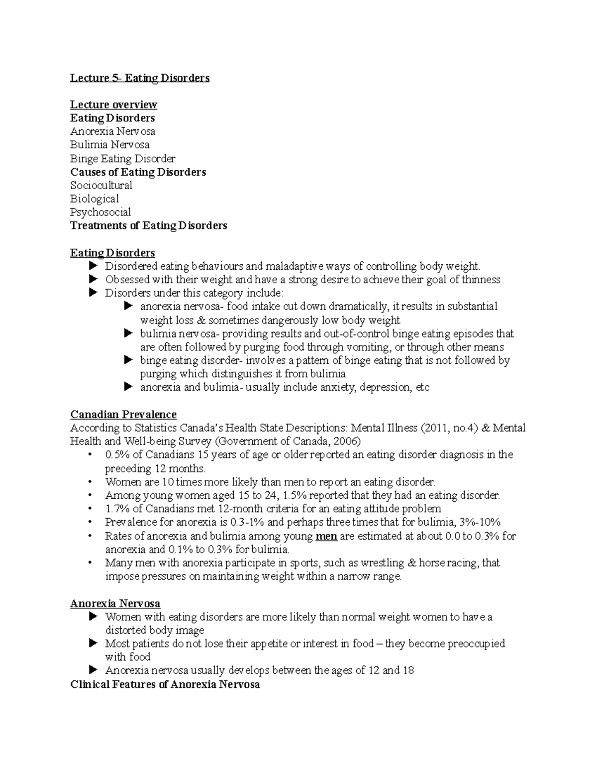 Lecture 5- Eating Disorders - Lecture 5- Eating Disorders Lecture ...