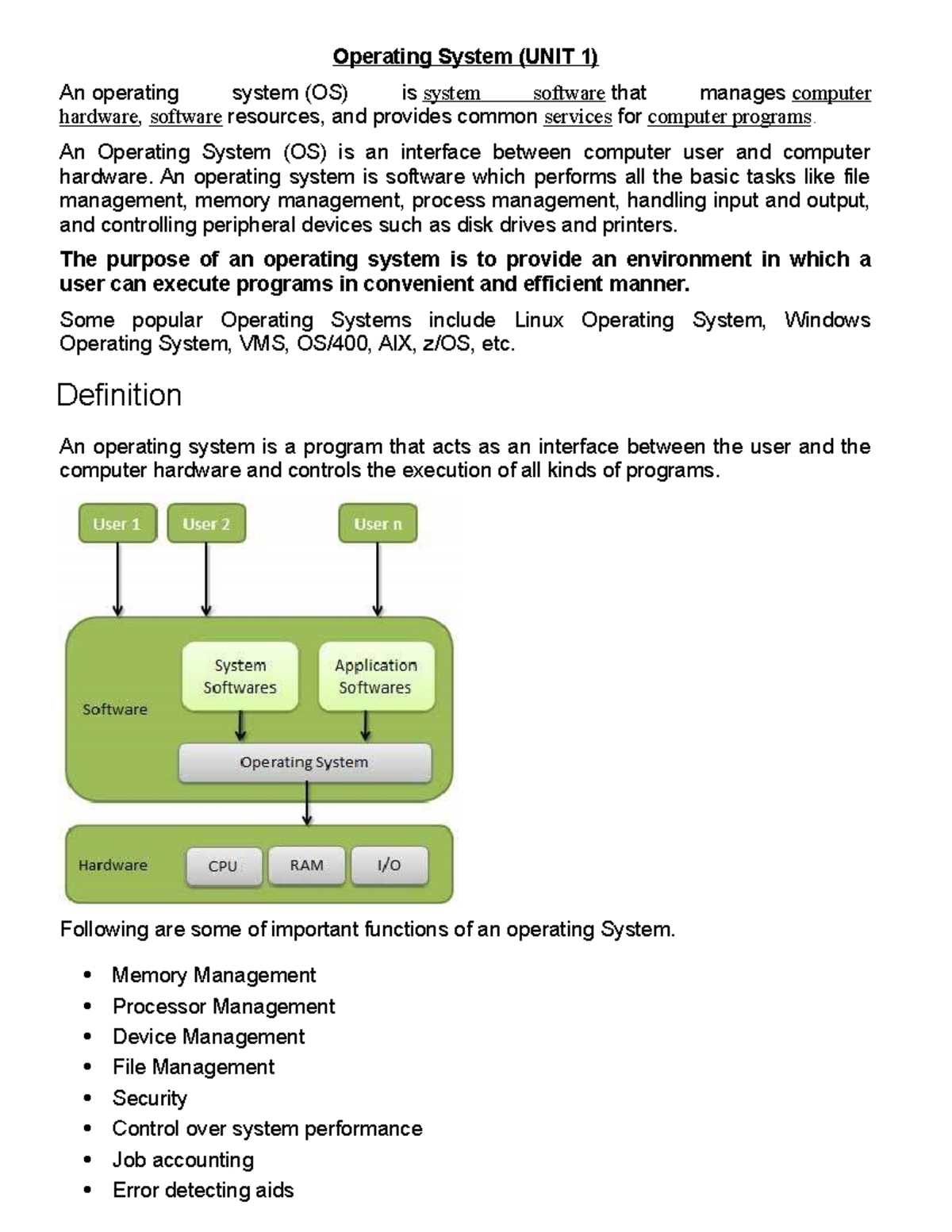 Operating System - An Operating System (OS) is an interface between ...