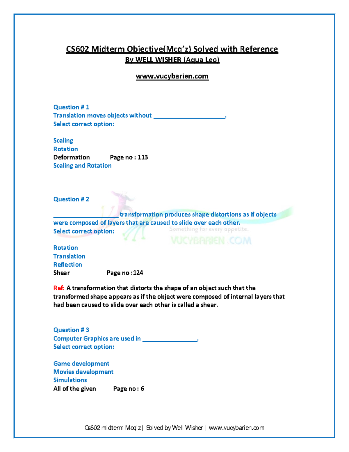 CS602 Solved Midterm Papers Objective - CS602 Midterm Objective(Mcq’z ...