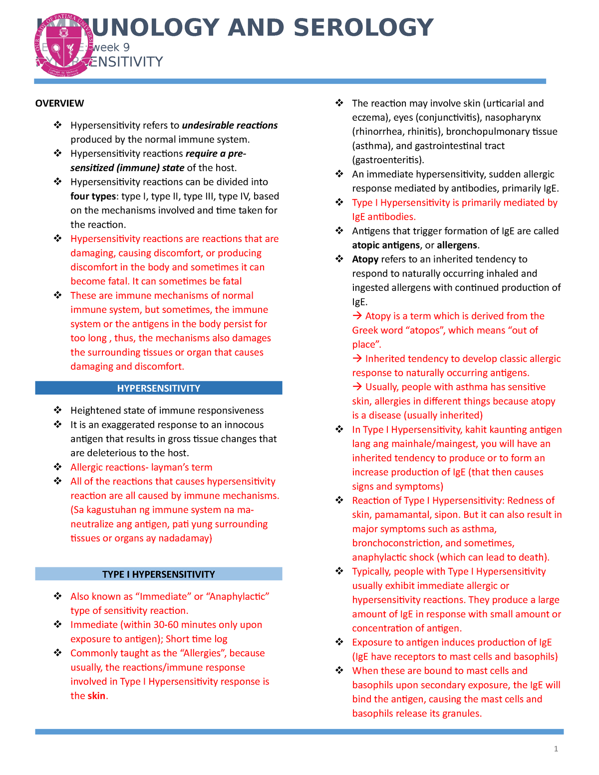 Hypersensitivity - From Steven's - IMMUNOLOGY AND SEROLOGY LECTURE ...