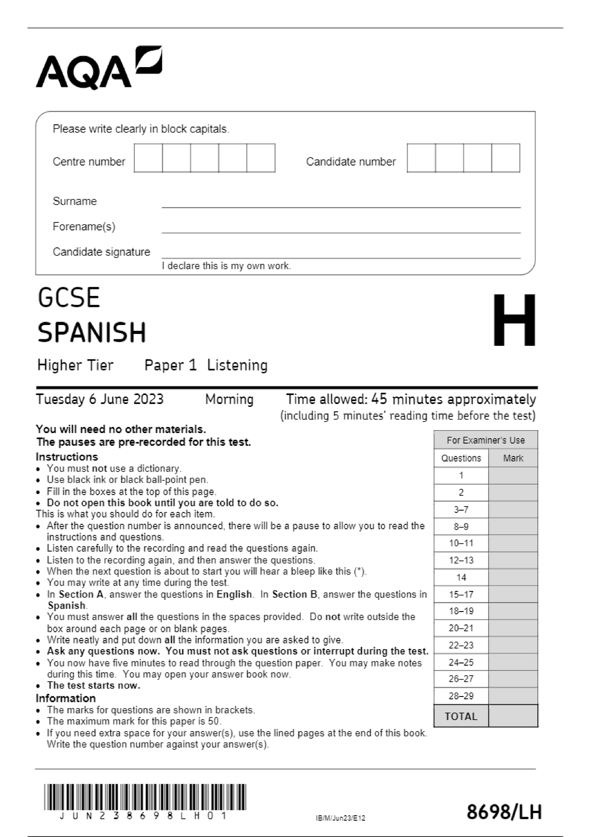 aqa-gcse-spanish-paper-1-listening-page1-2-3-arc00001c-studocu