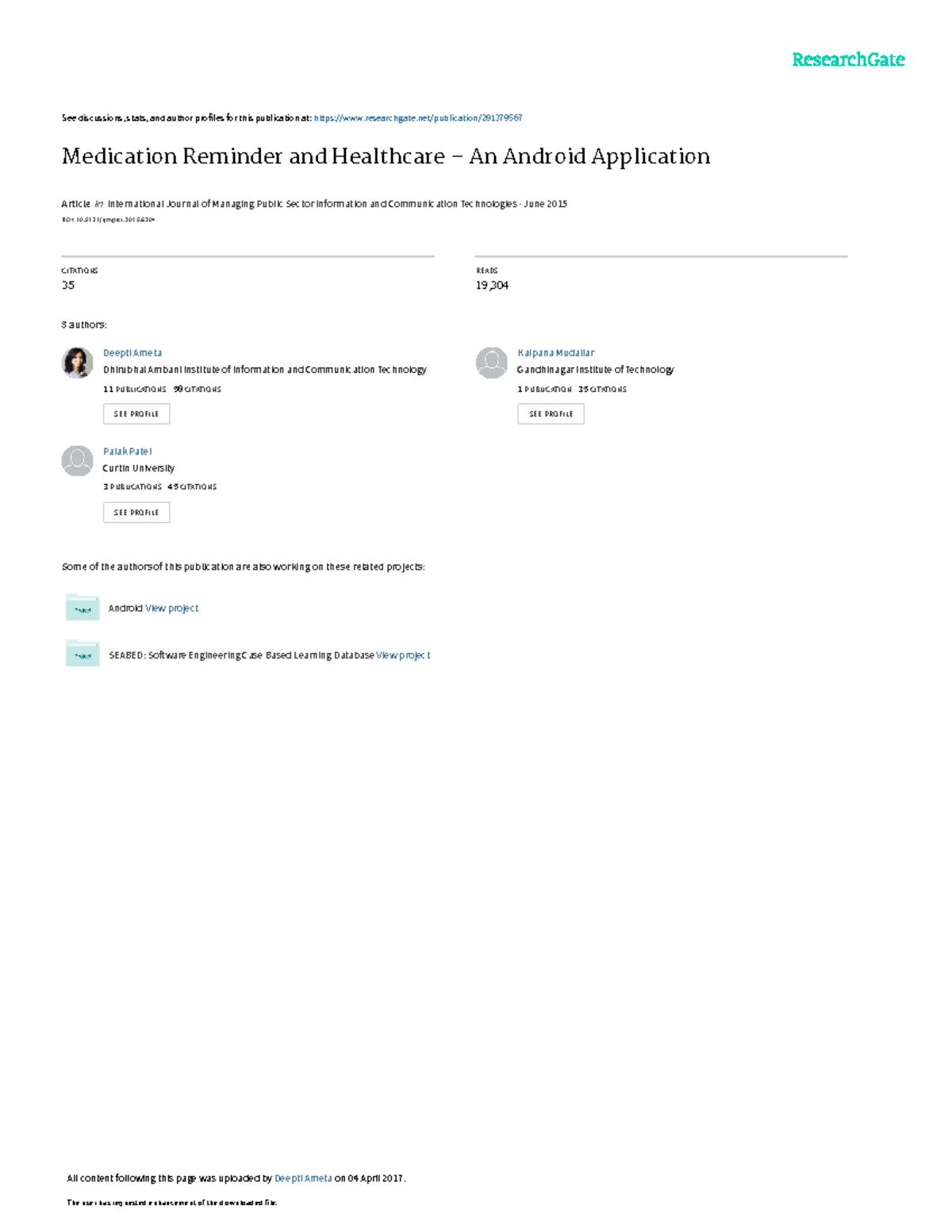 Medicine Reminder Android App Project Report See discussions, stats