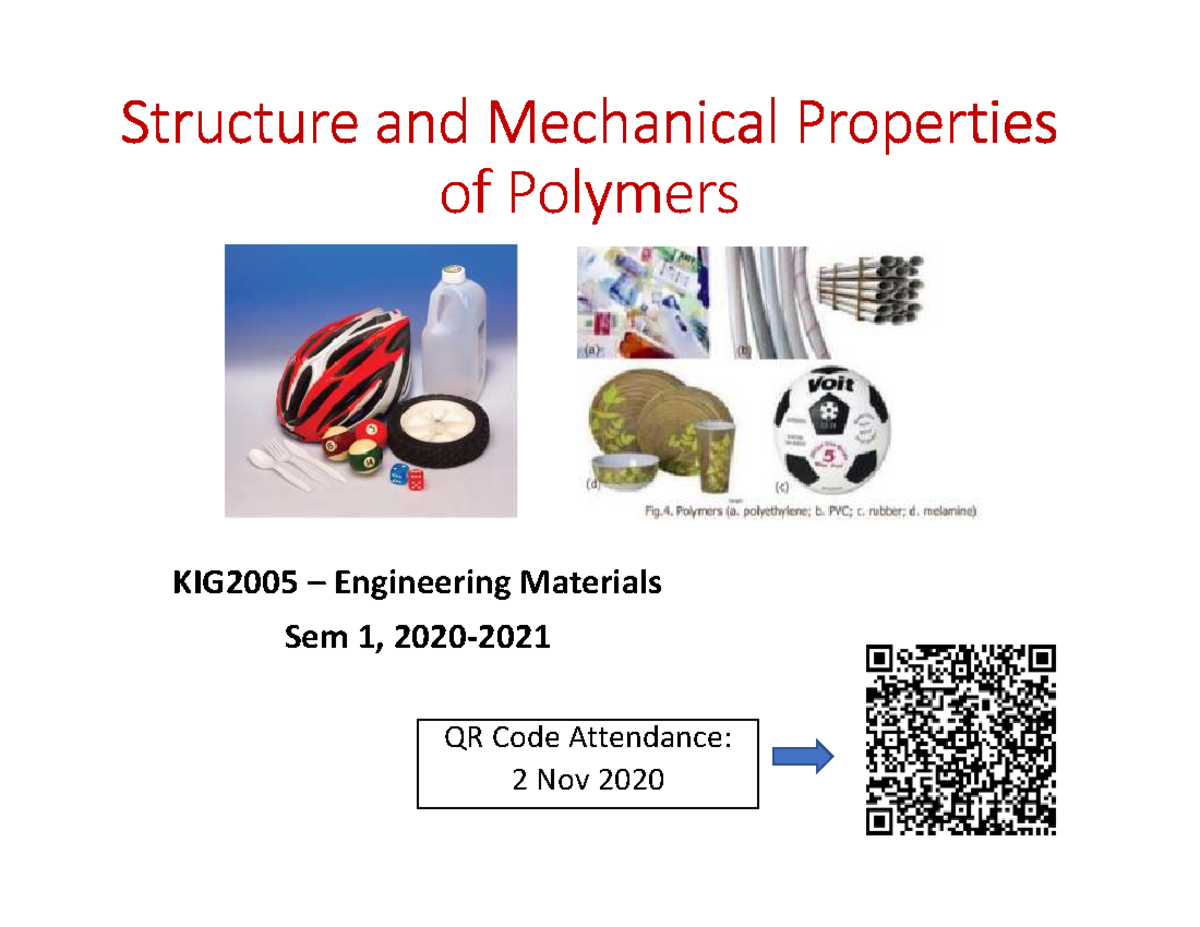 2c - Structure and Mechanical Properties of Polymers - Structure and ...