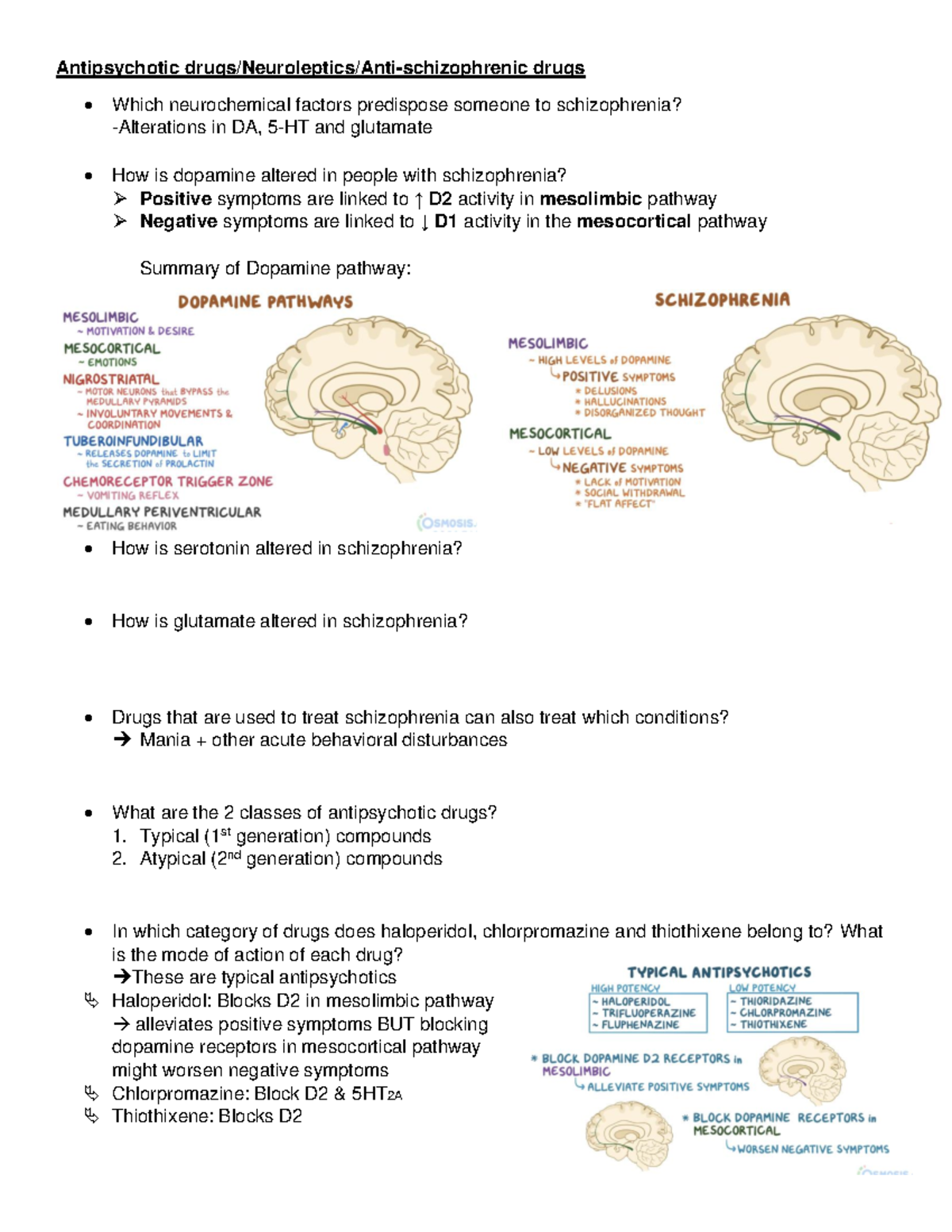 Antipsychotic drugs Lecture notes 1 Antipsychotic drugs