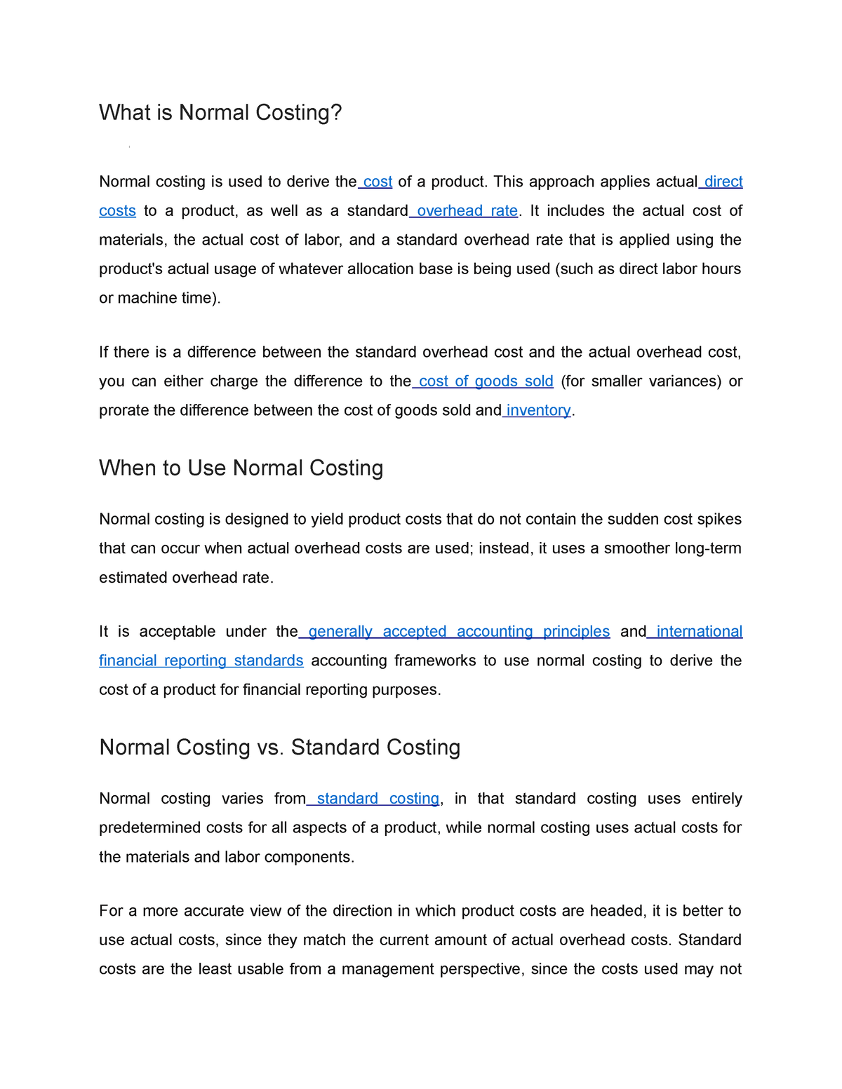 assignment process used with normal costing