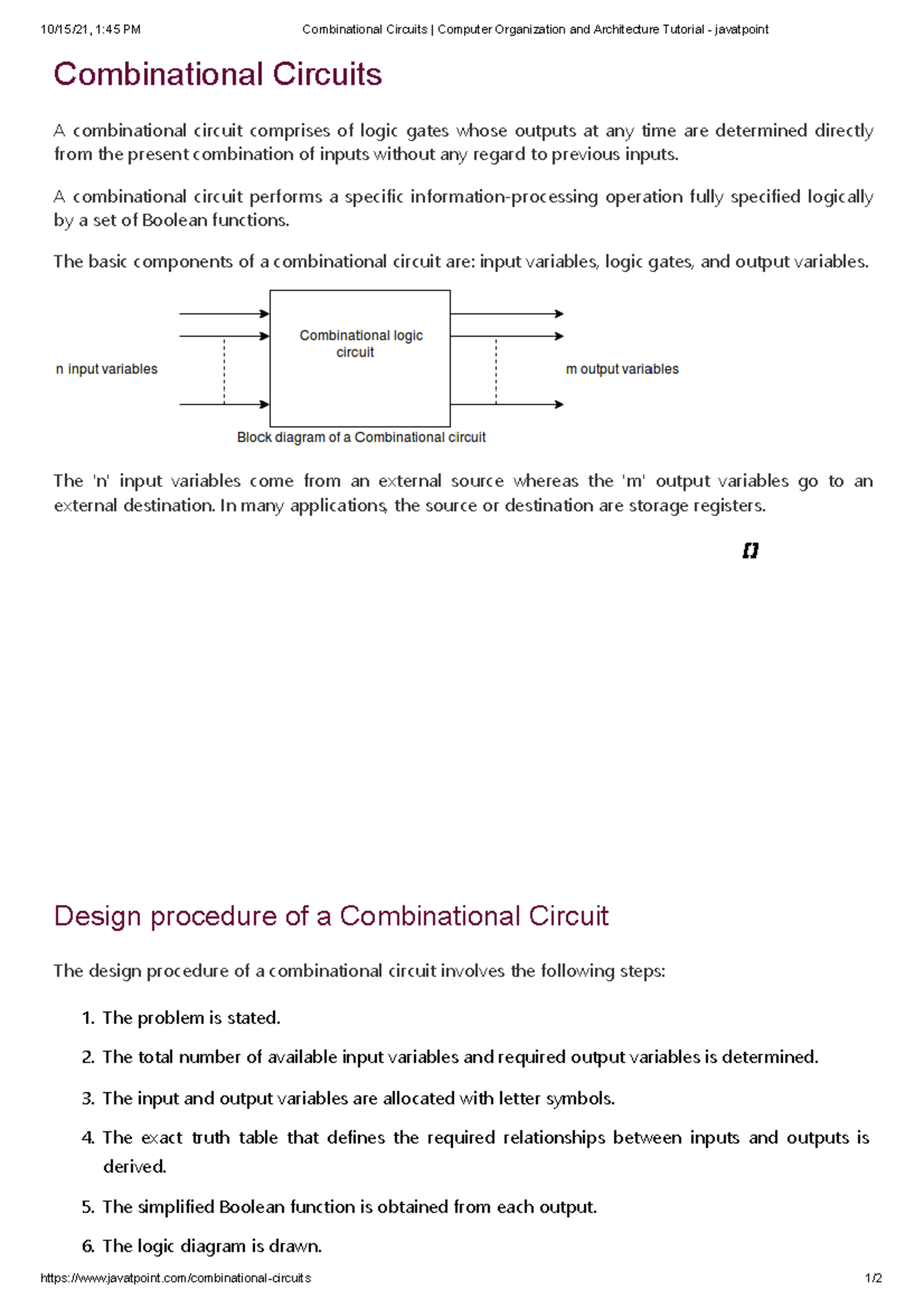 Combinational Circuits Computer Organization And Architecture Tutorial ...