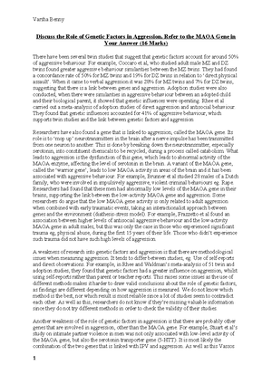 Aggression - notes - Aggression – Mr Homerston Aggression – An act ...