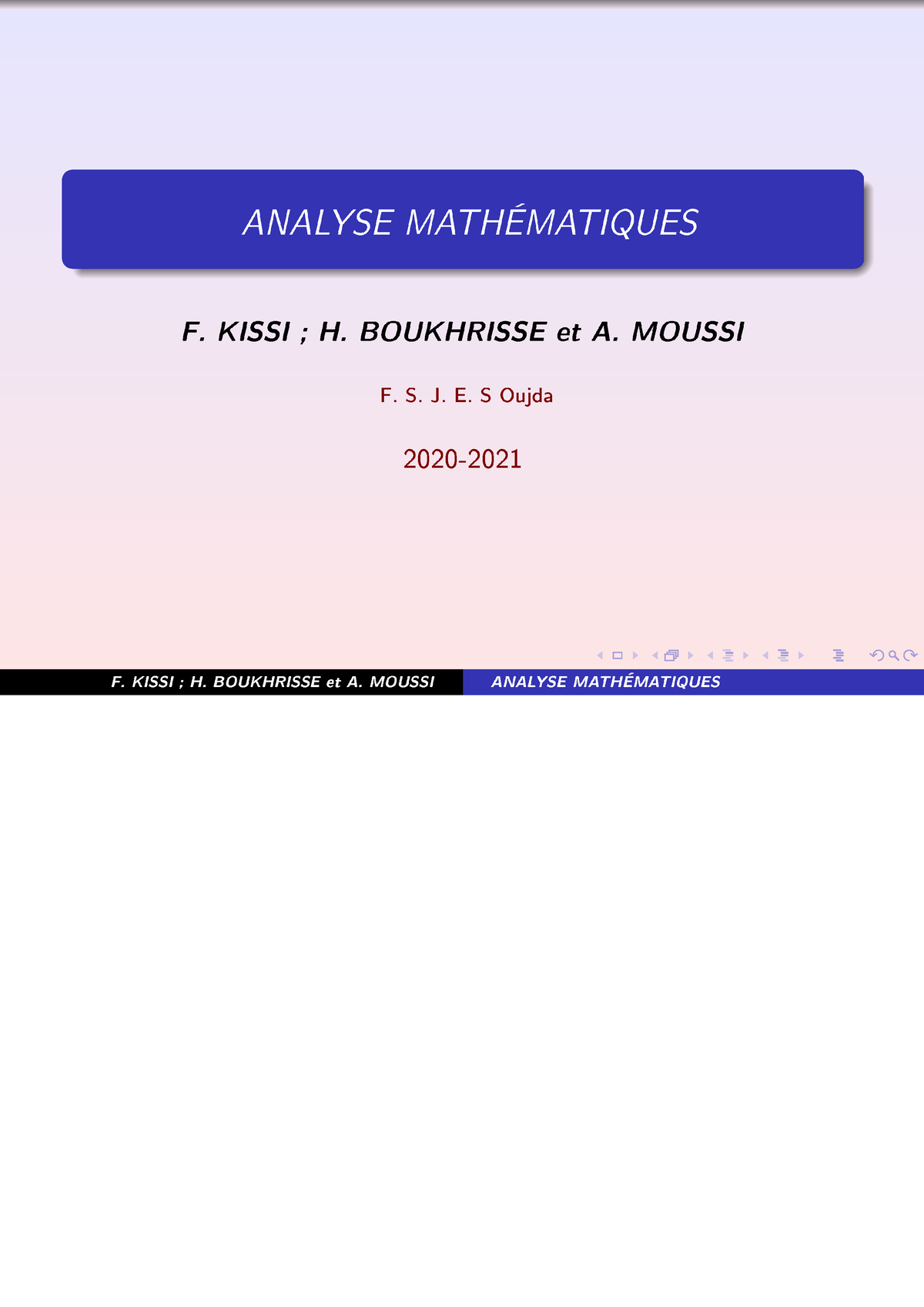 Analyse Mathématiques - T - Studocu