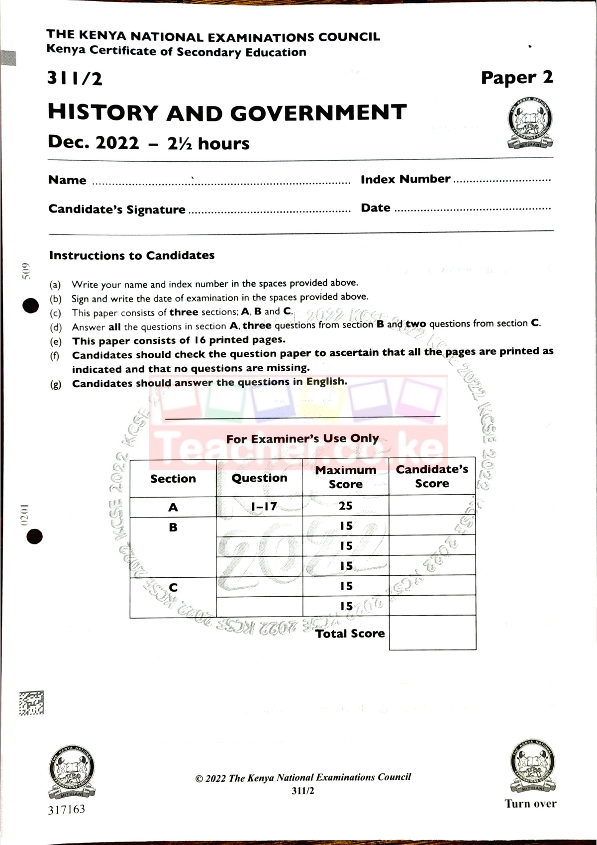 2022-KCSE-History-Paper-2-Teacher Co Ke - Public Relations - KU - Studocu