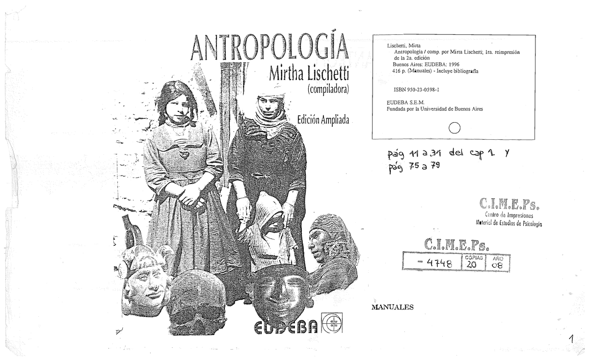 Antropologia Como Ciencia - . 1 ............. 1, I-. Mirtha Lischetti ...