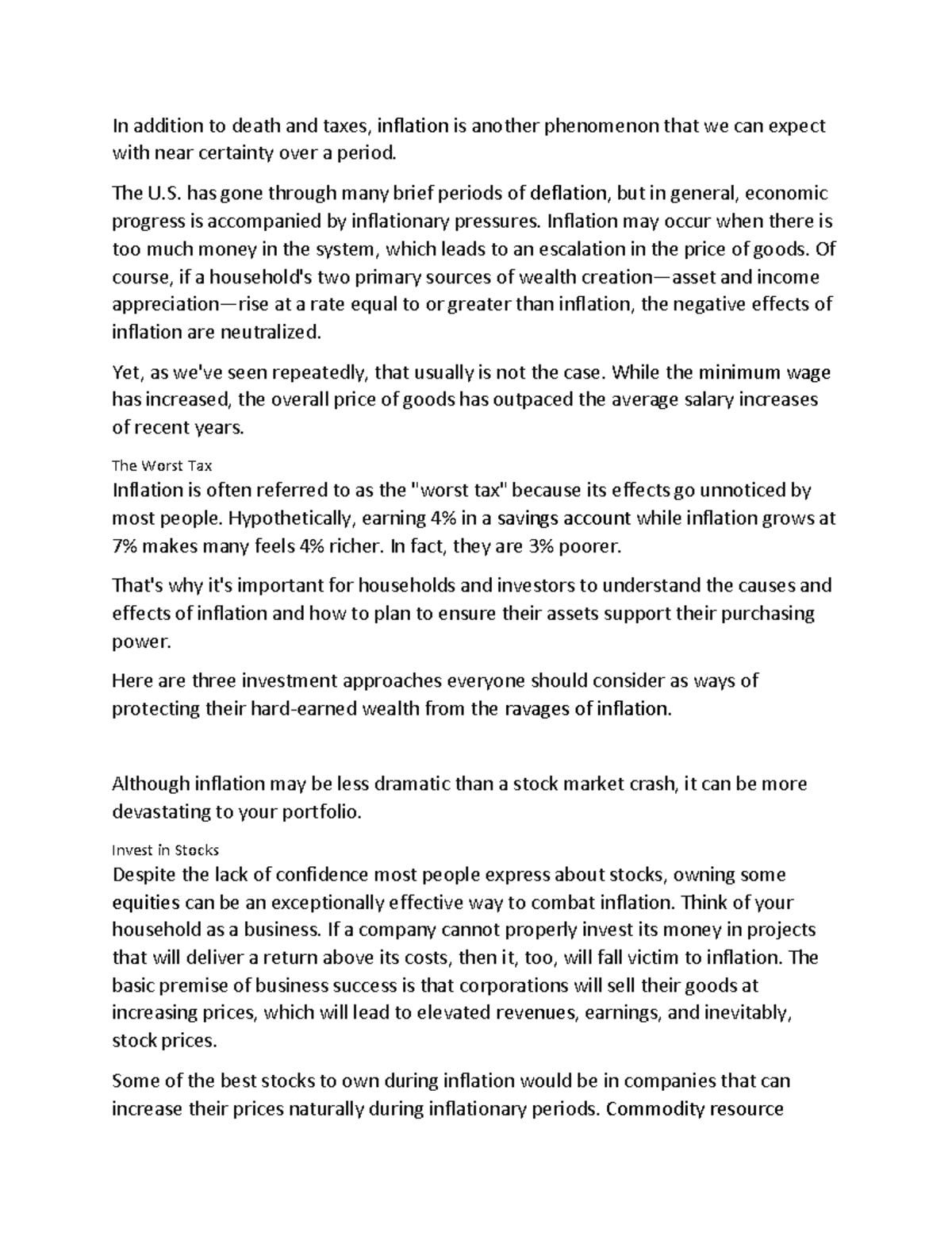 Timeless Ways To protect yourself From Inflation - In addition to death ...