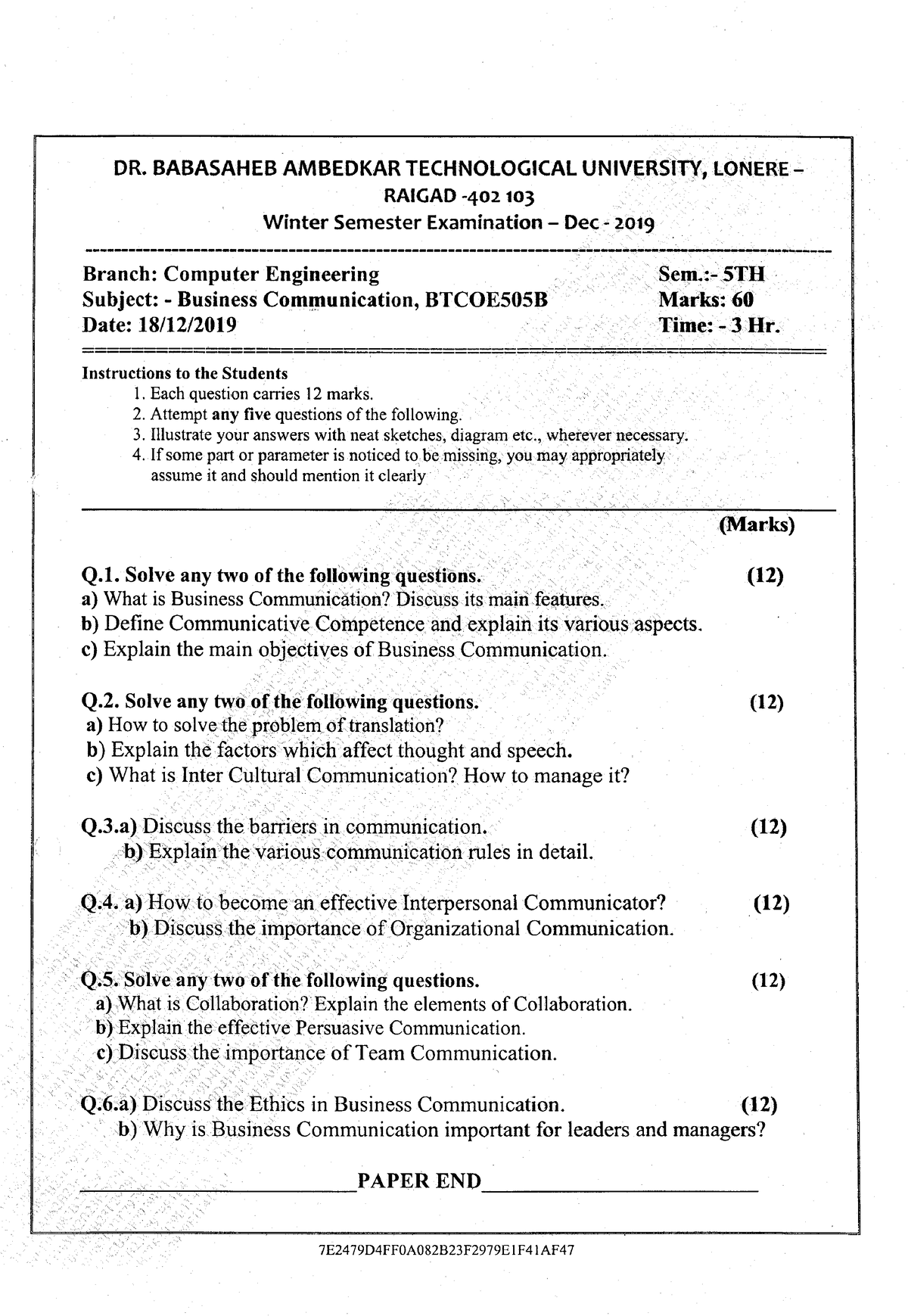 Btech Cs 5 Sem Computer Business Communication Dec 2019 - / B. Tech ...