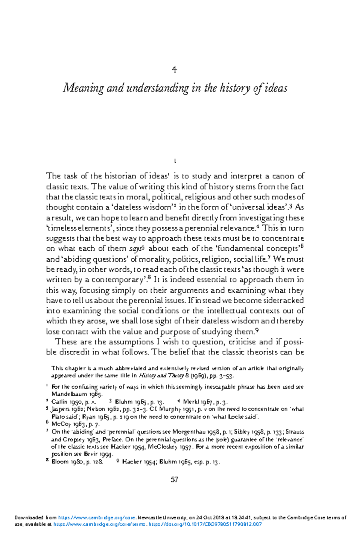 Skinner 4 Meaning and understanding in the history of ideas I The task of the historian of