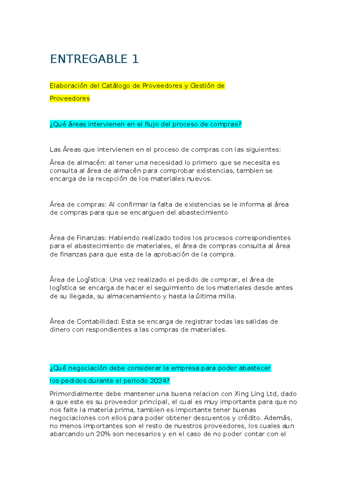 Preguntas DEL Entregable 1 DE Gestion DE Compras Y Almacenes ...