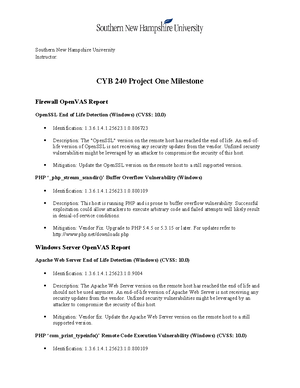 CYB 230 Module 7-2 Project Three - Network System Security Plan ...