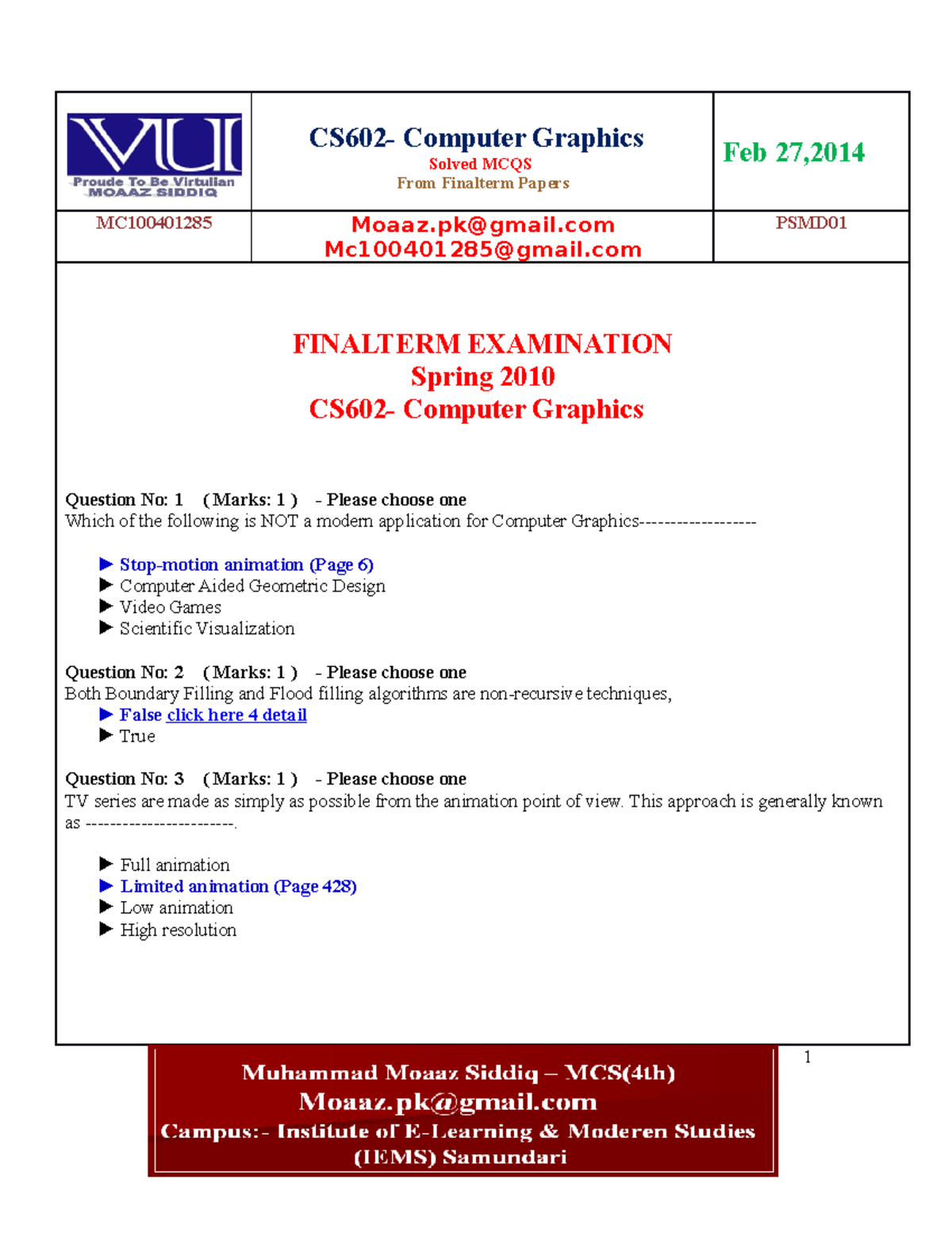 CS602 - Finalterm Solved MCQs With References - CS602- Computer ...