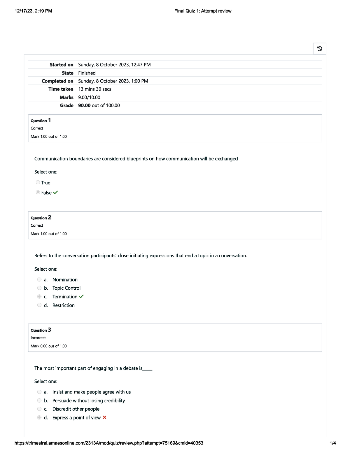 Final Quiz 1 2 merged - anwers - Purposive Communication - Studocu