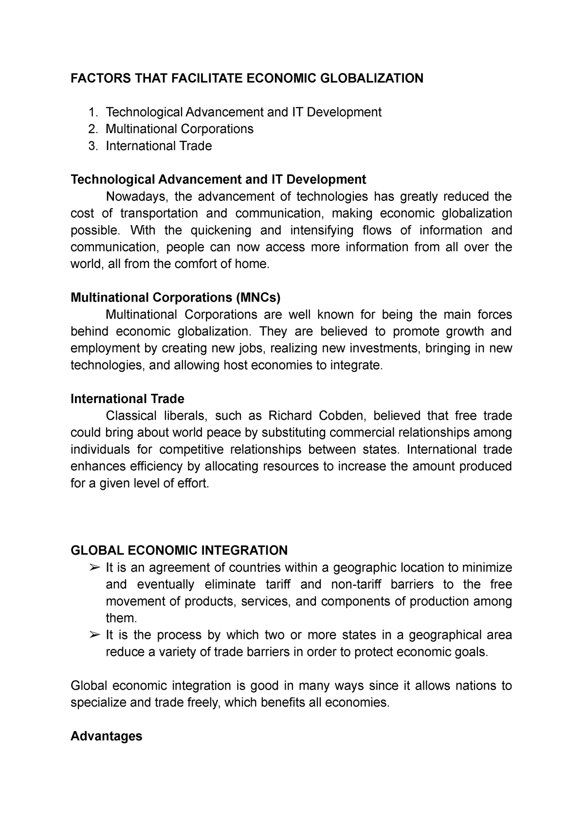 economic-gloablization-factors-that-facilitate-economic-globalization