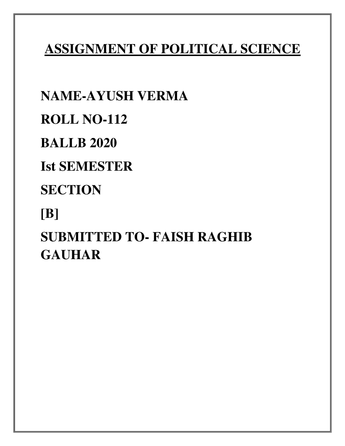 assignment on importance of studying political science