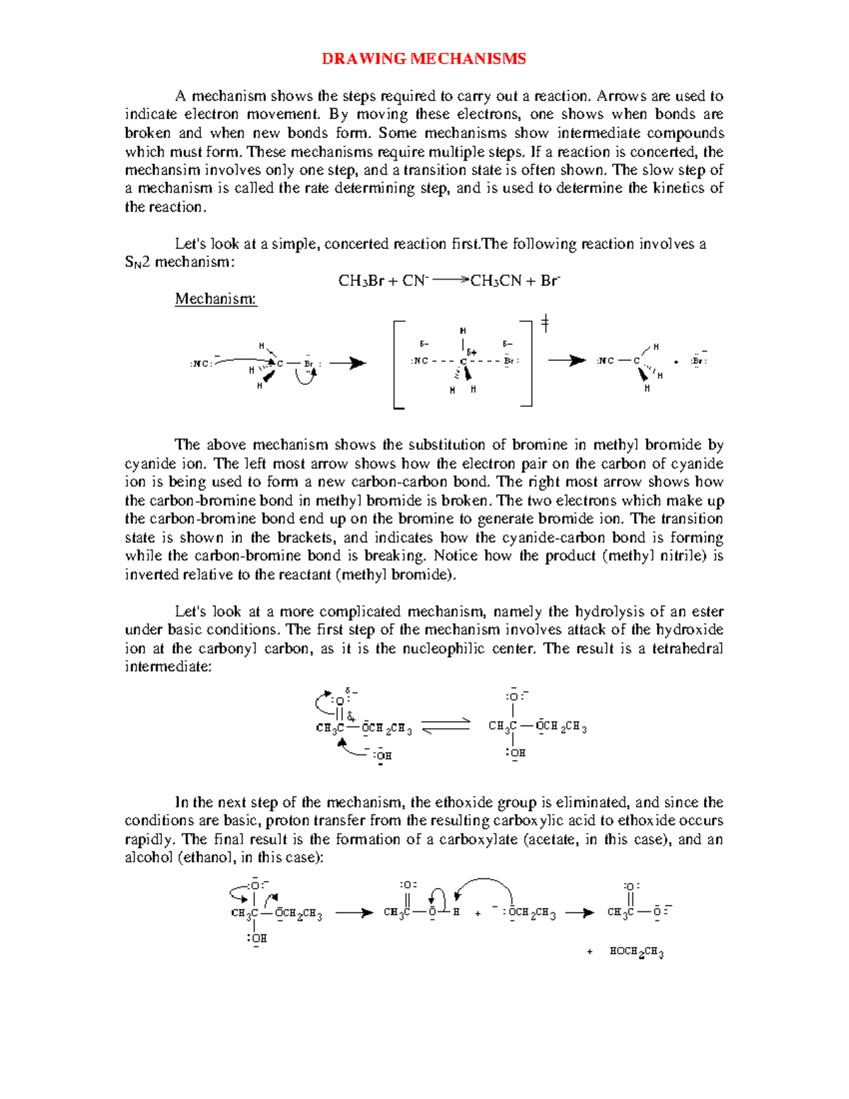 Drawing mechanisms - Chimie - DRAWING MECHANISMS A mechanism shows the ...