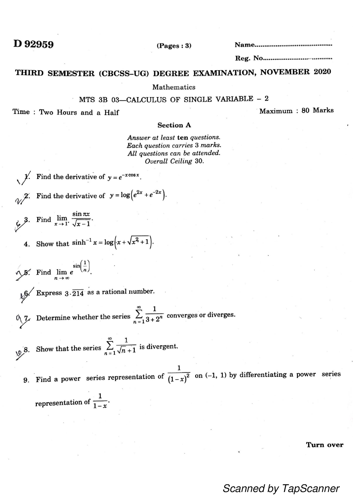 math t coursework sem 3