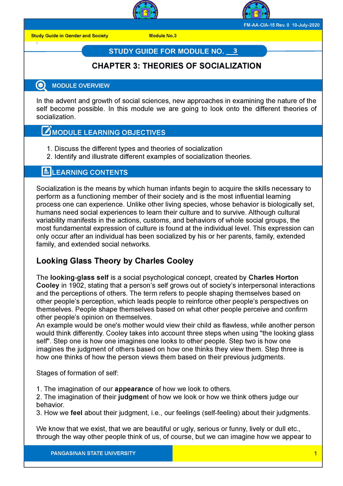 GEE2-Module-3 Theories-of-Socialization - Gender And Society - PangSU ...