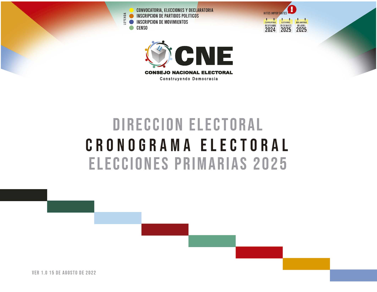 CNE Cronograma Electoral EP 2025 web DErecho Studocu