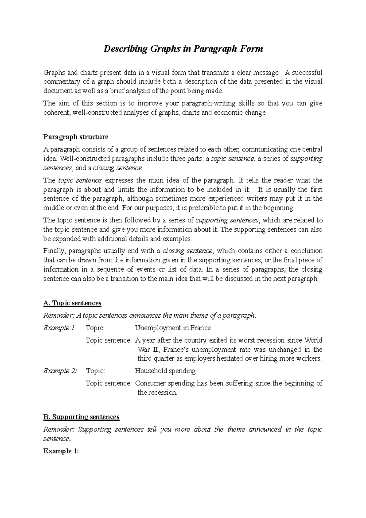 Describing charts - Describing Graphs in Paragraph Form Graphs and ...