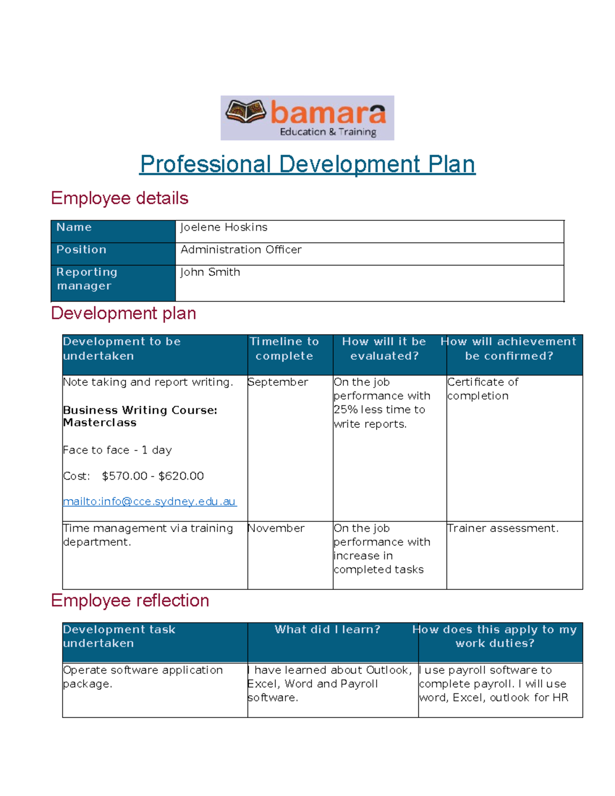 3 of 3 complex documents - Professional Development Plan Employee ...
