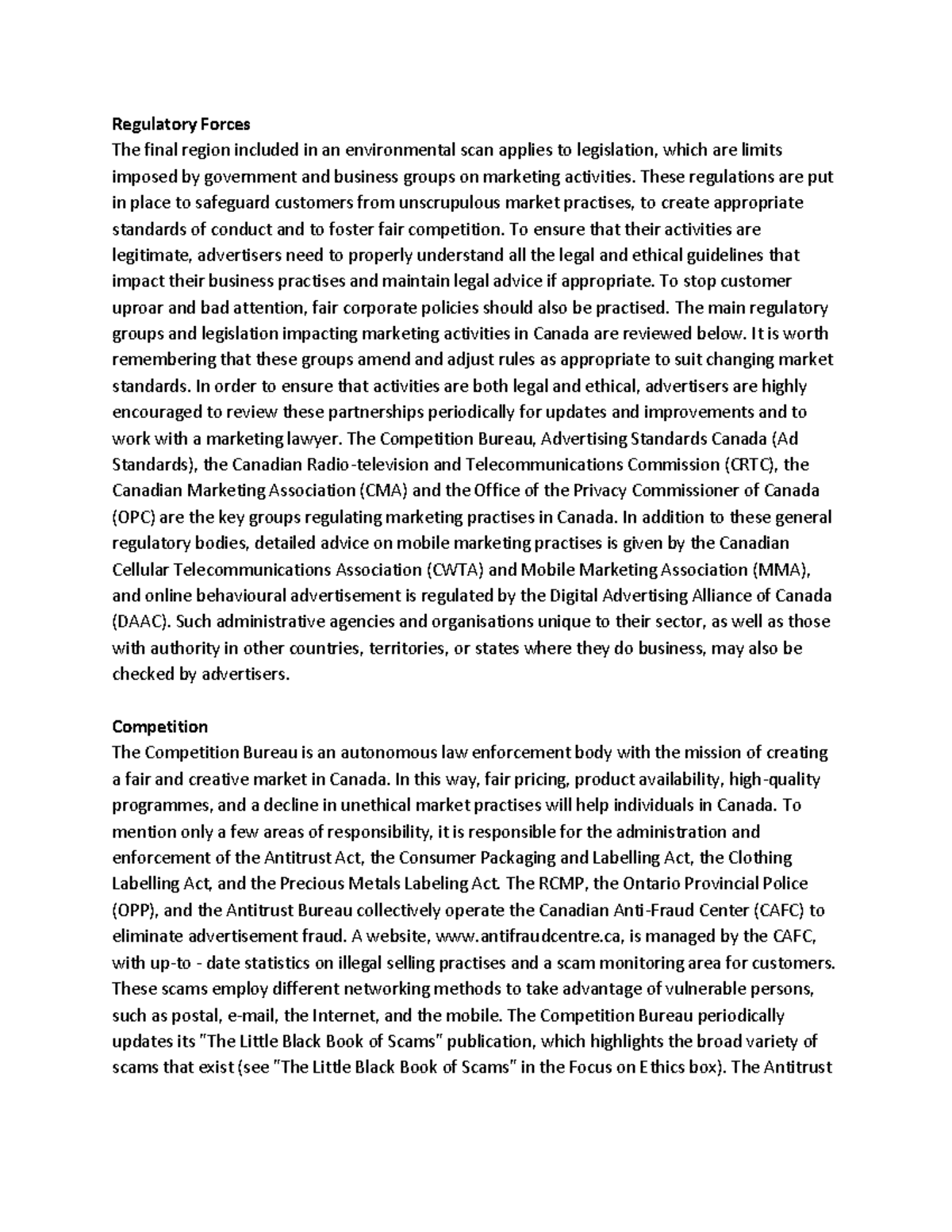 Regulatory Forces Lecture notes 2 Warning TT undefined function