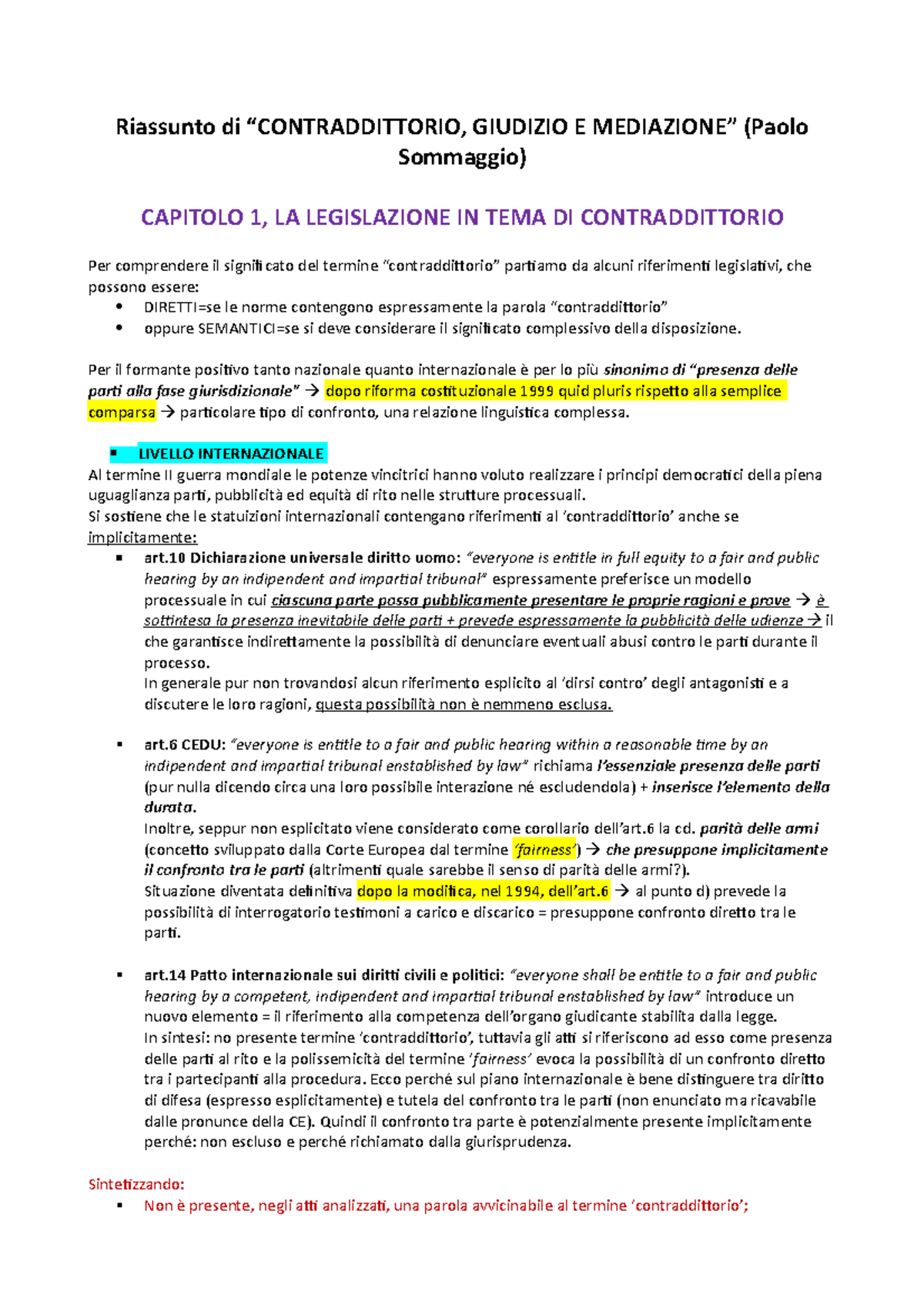 Contraddittorio, Giudizio E Mediazione - Riassunto Di “CONTRADDITTORIO ...