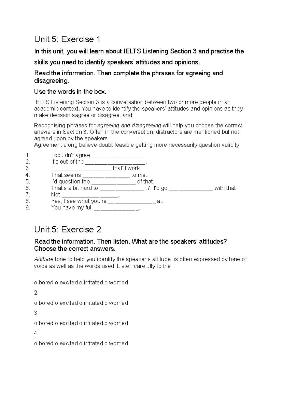 Unit 5 Exersice 1 5 Unit 5 Exercise 1 In This Unit You Will Learn