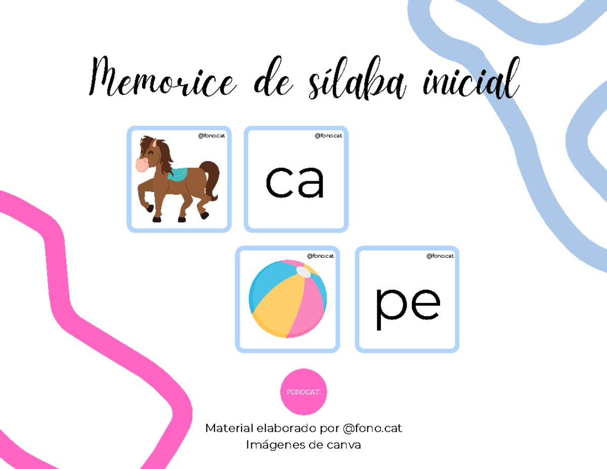 Memorice Sílaba Inicial Fonoaudiología Material Elaborado Por Fonoágenes De Canva Memorice 0958