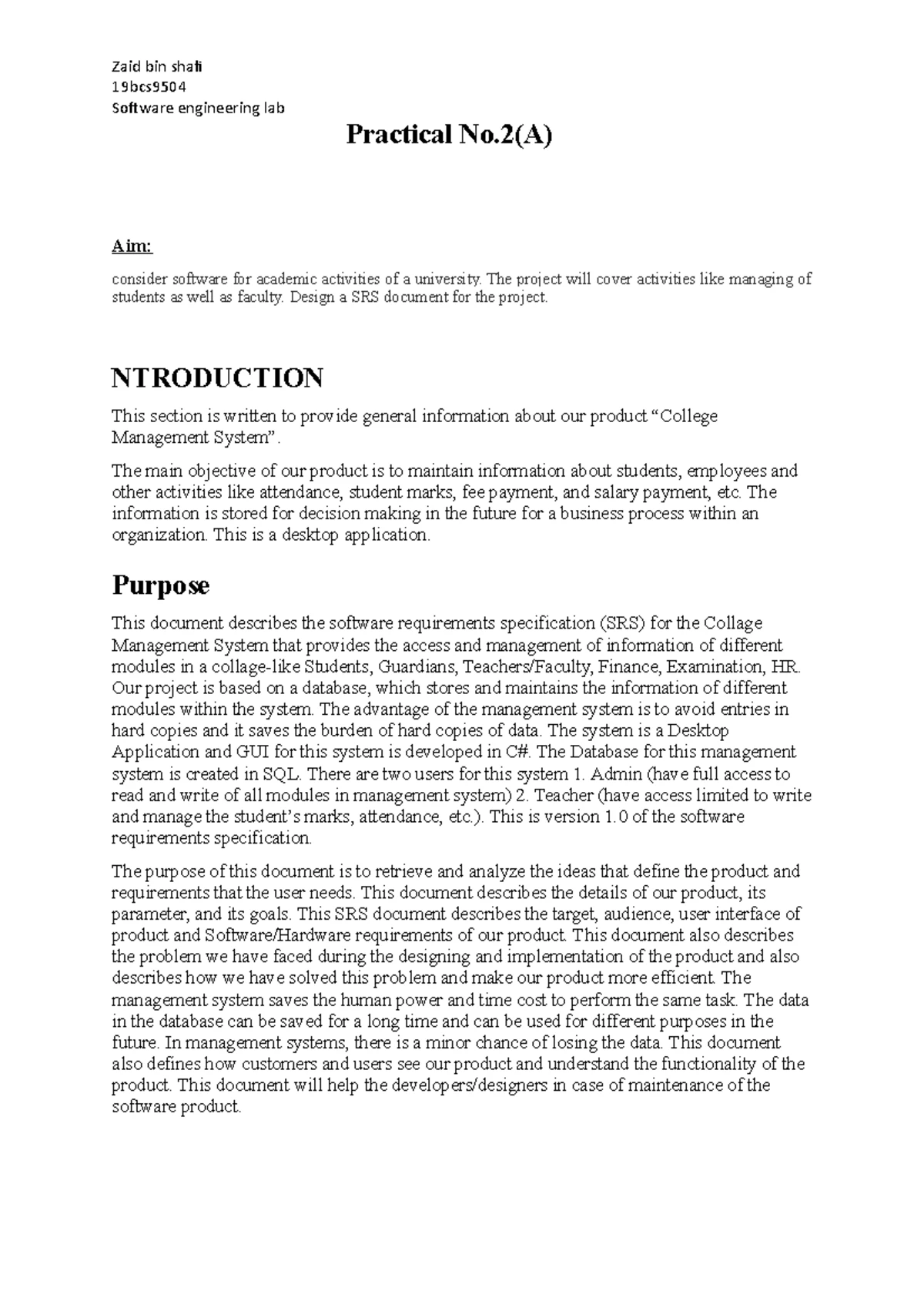 7 - This is experiment - Experiment: Aim: Write a program to implement ...